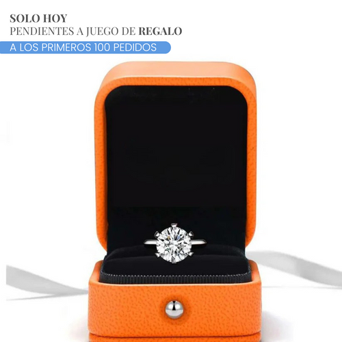 Anillo Diamante Moissanita + Pendientes Moissanita GRATIS