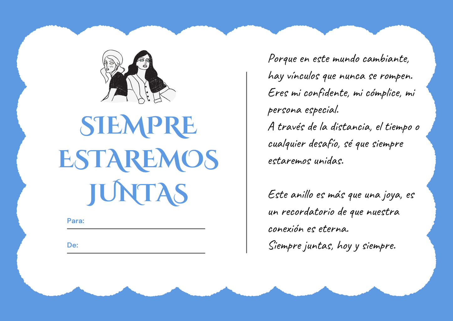 1+1 GRATIS Anillo Siempre Juntas + Tarjeta Personalizada